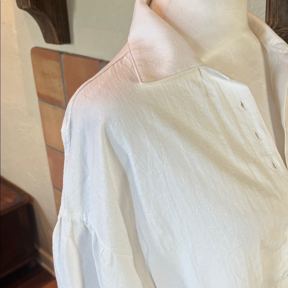 Boheme White Cotton Drop-Shoulder Oversized Fit Button Up , size 2 - Picture 4 of 9